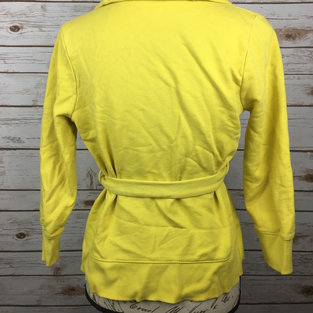 J Crew 3/4 Sleeve Yellow Belted Cotton Jacket Sm - Picture 5 of 8